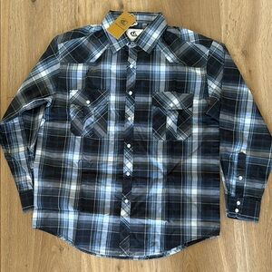 Men's Black and Blue Plaid Shirt